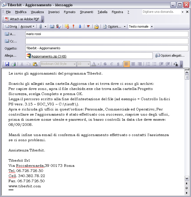 Email aggiornamento